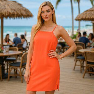 Very J Women's Medium Tangerine Strappy Sundress
